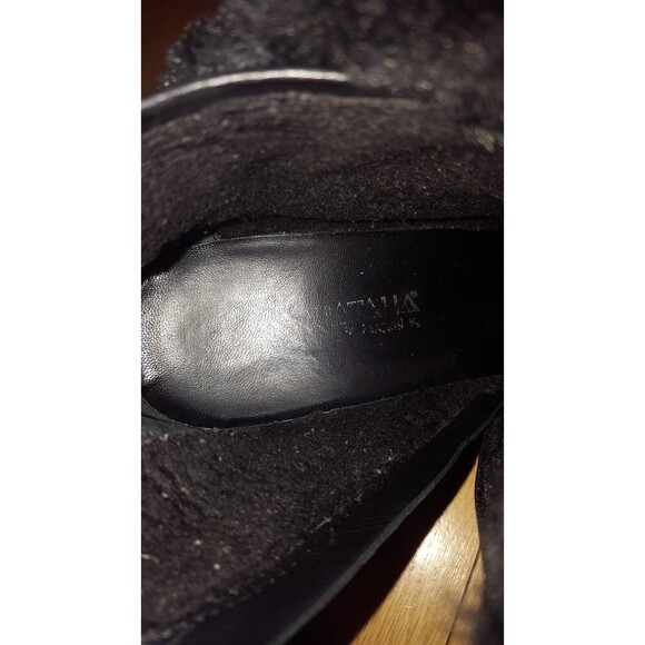 Aquatalia  BLACK WEDGE Leather Women's Ankle  Boots, zip, fur trim ‎ size 8 - Picture 12 of 13